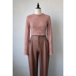 Bar III Faux Light Brown Caramel Leather Button Down Pants Womens 8 – Edgy Chic